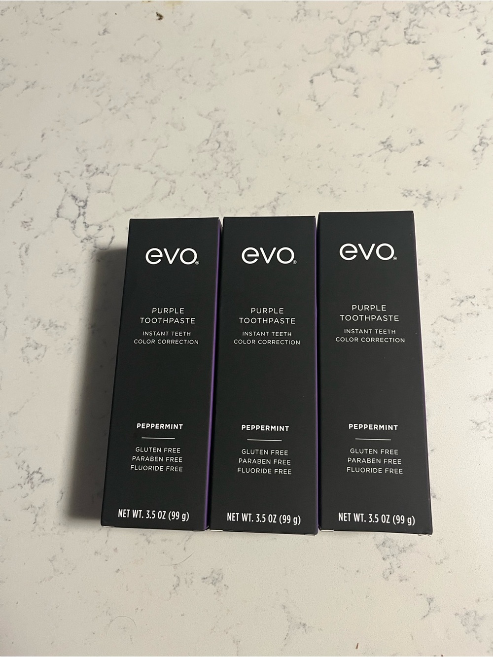 NO FLUORIDE! Evo Purple teeth whitening toothpaste!